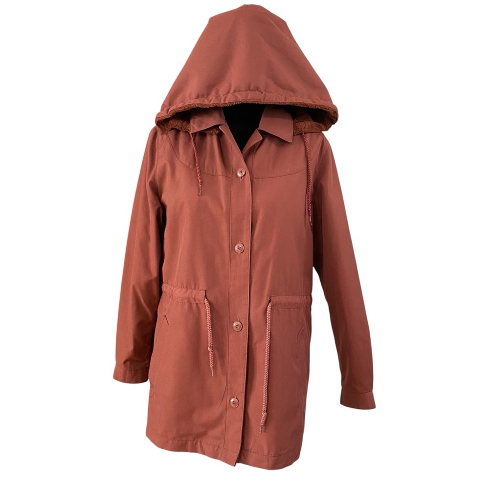 Vintage 80s/90s London Fog Hooded Anorak Raincoat Rust Terracotta 9/10